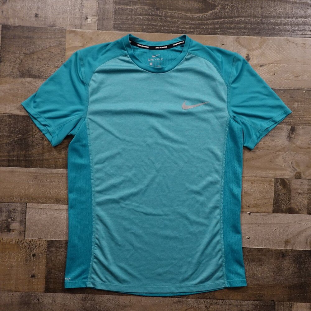 Nike Running Dri-FIT Men’s Size Medium Teal Blue Athletic Short Sleeve Shirt - Picture 1 of 10